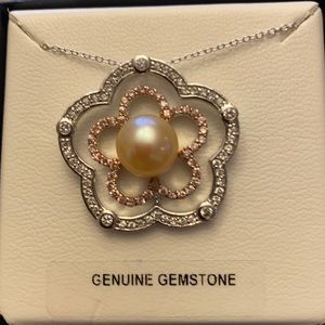 Necklace with genuine Pearl and CZs